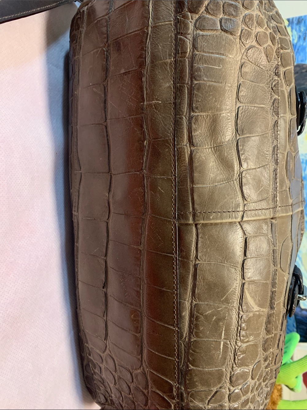 Coach Vintage. Crocodile embossed leather Boston / Satchel with Padlock, key - Picture 8 of 15